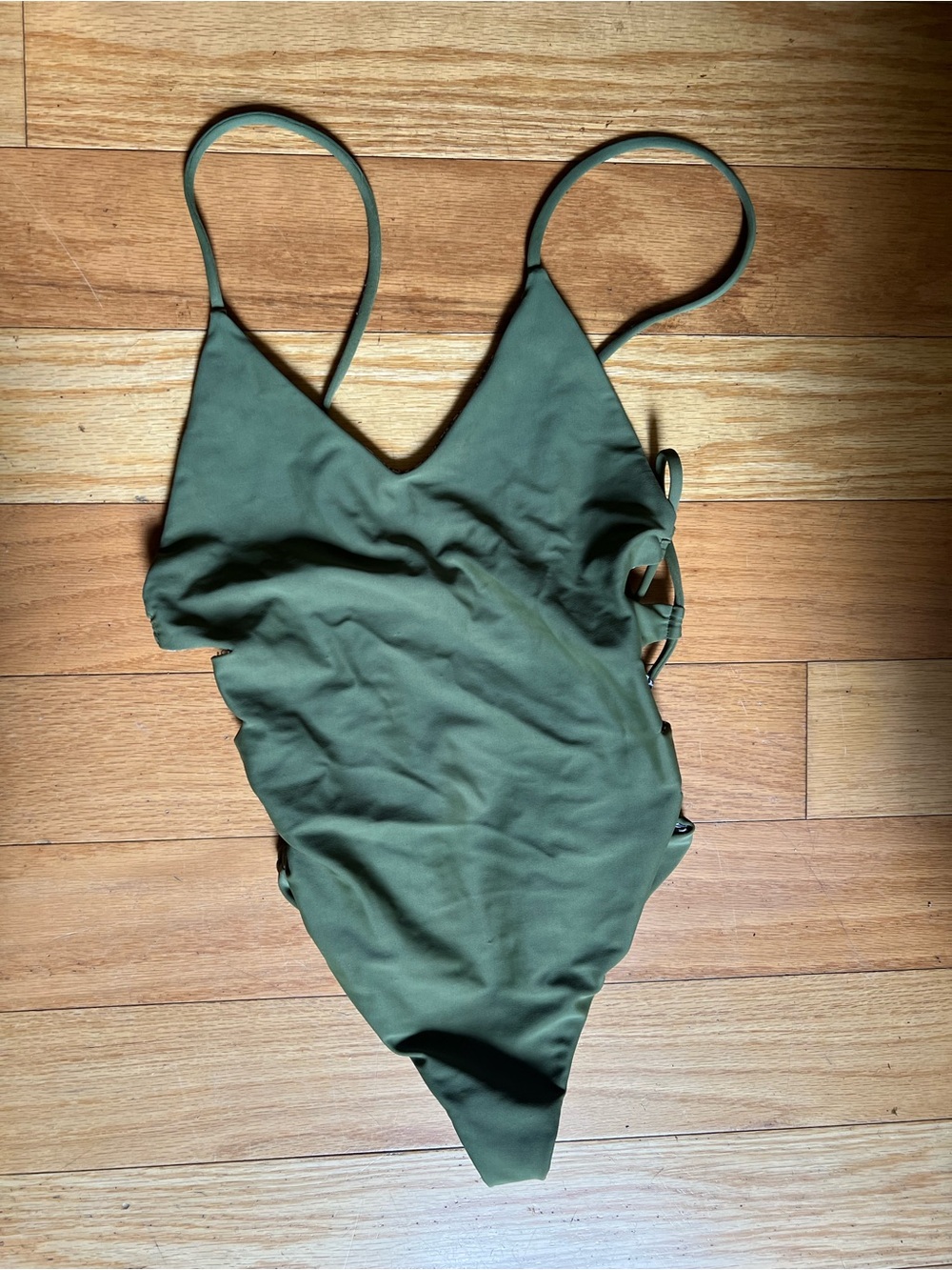 acacia swimwear Olive Green One-Piece Swimsuit with Side Ties